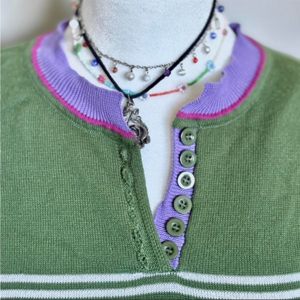 Green & Purple Y2K Sweater Size Medium - Picture 2 of 7